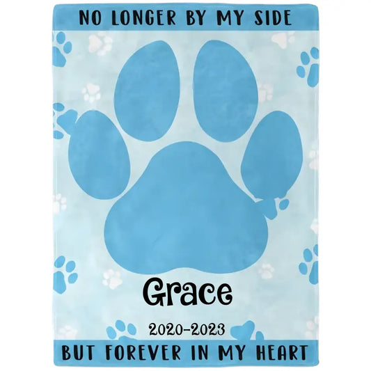 Custom Photo No Longer By My Side But Forever In My Heart - Memorial Gift For Dog Lover, Cat Mom, Pet Loss - Personalized Fleece Blanket